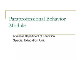 Paraprofessional Behavior Module