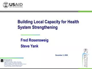 Building Local Capacity for Health System Strengthening