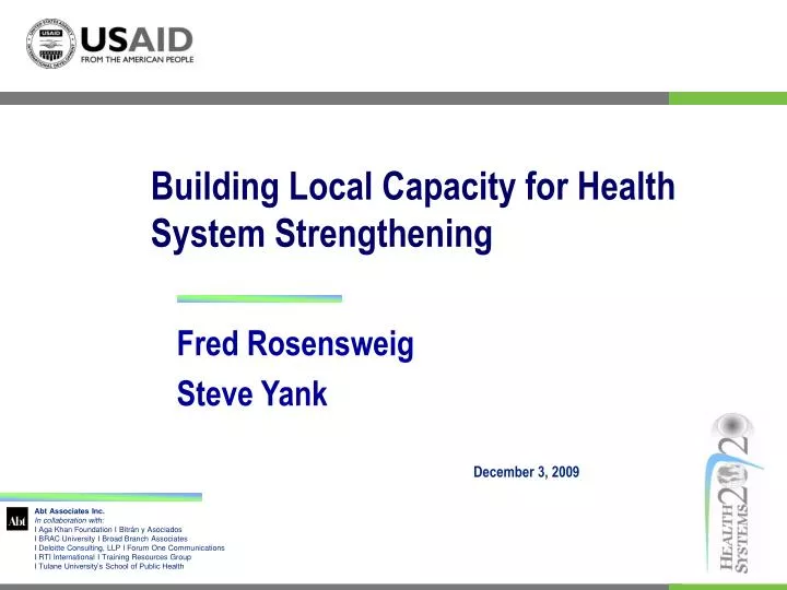building local capacity for health system strengthening
