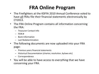 FRA Online Program