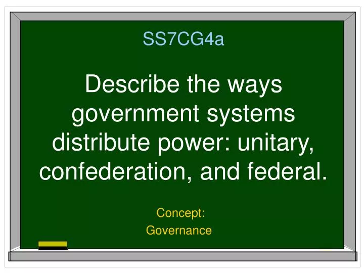 ss7cg4a describe the ways government systems distribute power unitary confederation and federal