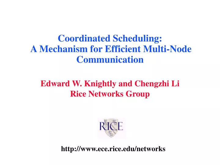 coordinated scheduling a mechanism for efficient multi node communication