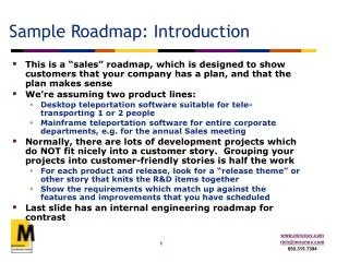 Sample Roadmap: Introduction