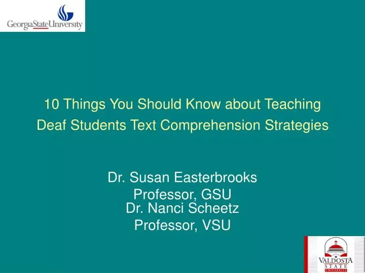 dr susan easterbrooks professor gsu dr nanci scheetz professor vsu