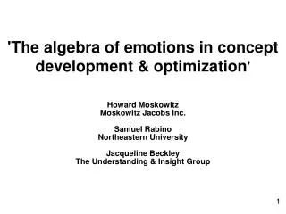 'The algebra of emotions in concept development &amp; optimization '