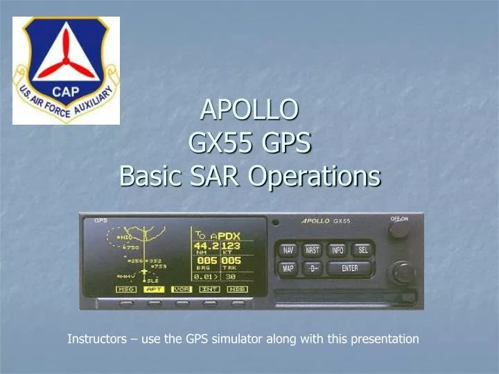 apollo gx55 gps basic sar operations