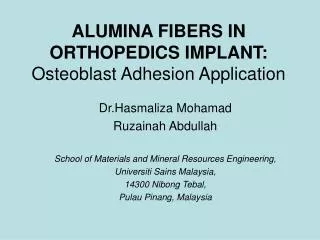 ALUMINA FIBERS IN ORTHOPEDICS IMPLANT: Osteoblast Adhesion Application