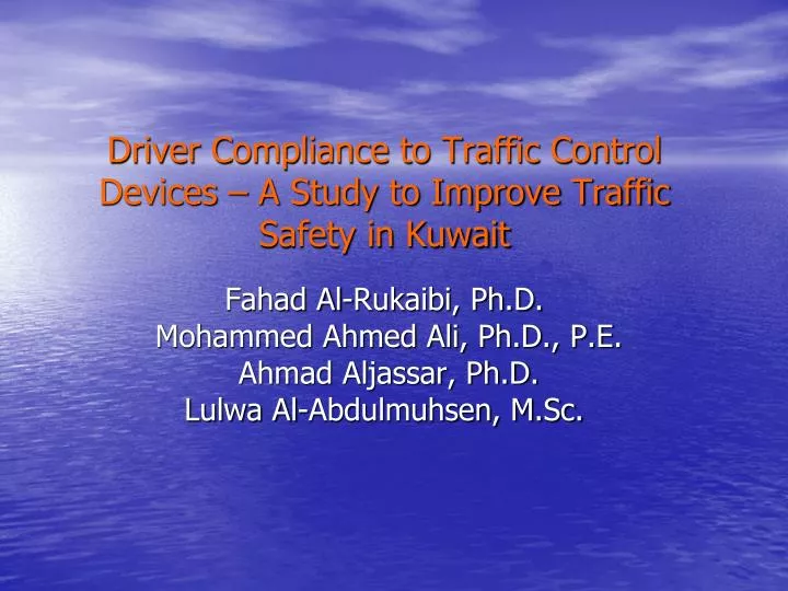 driver compliance to traffic control devices a study to improve traffic safety in kuwait