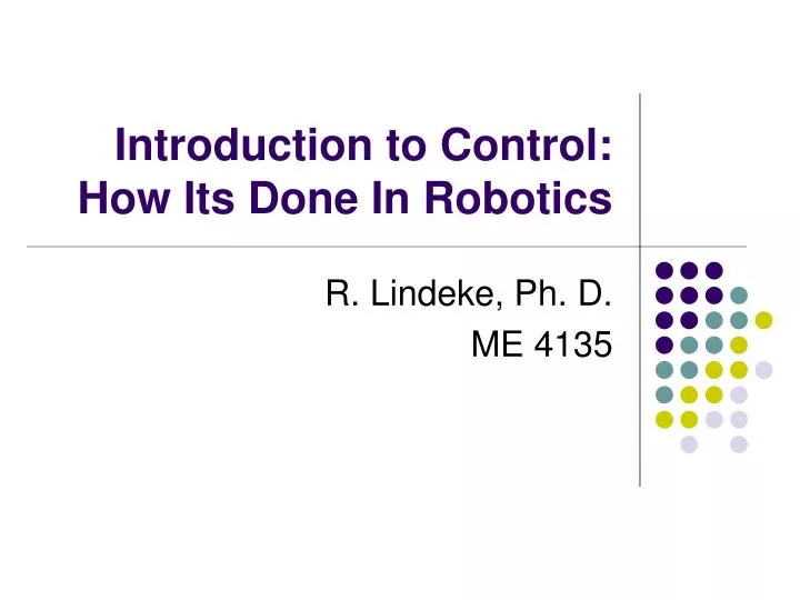 introduction to control how its done in robotics