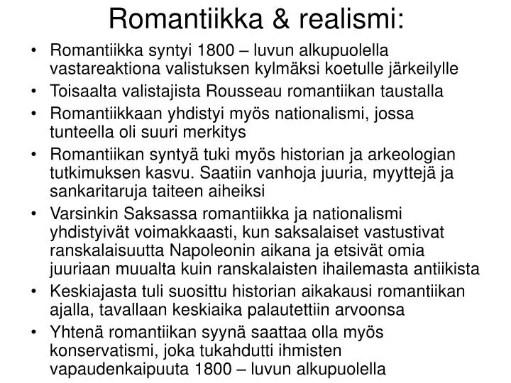 romantiikka realismi