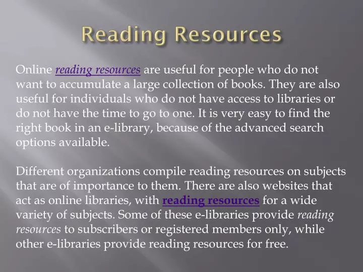 reading resources