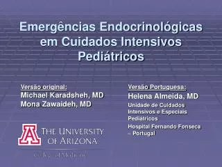 Emergências Endocrinológicas em Cuidados Intensivos Pediátricos