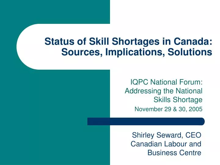 status of skill shortages in canada sources implications solutions