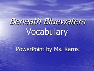 Beneath Bluewaters Vocabulary