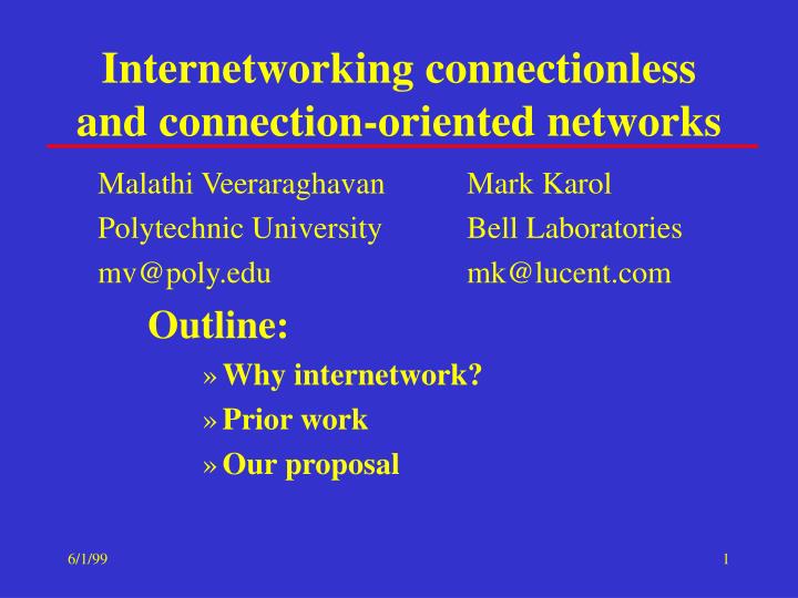 internetworking connectionless and connection oriented networks