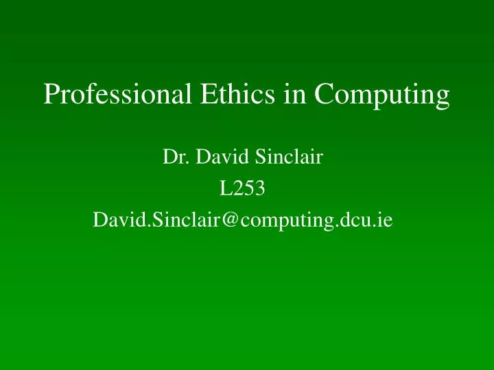 professional ethics in computing