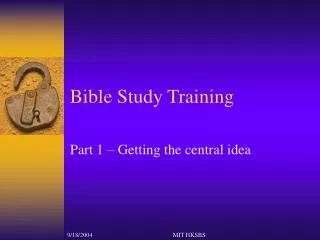 Bible Study Training