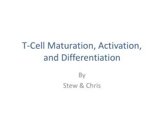 T-Cell Maturation, Activation, and Differentiation
