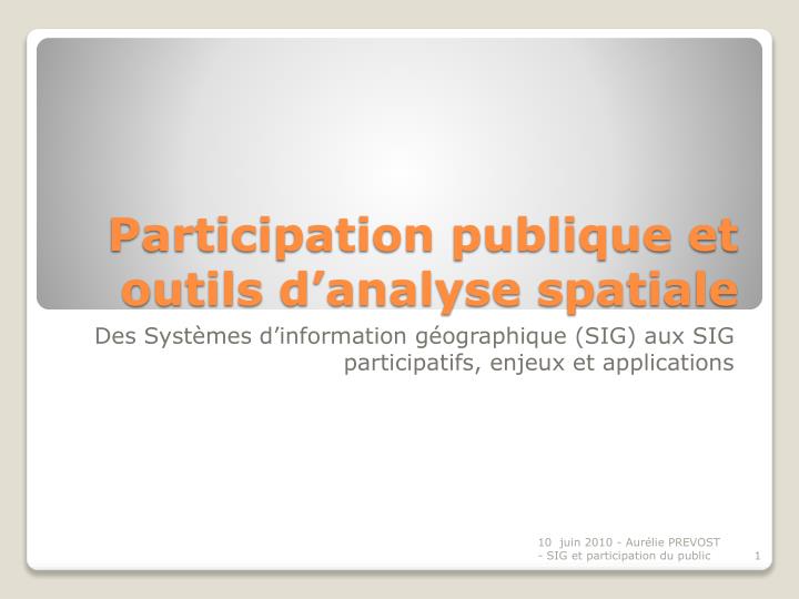 participation publique et outils d analyse spatiale