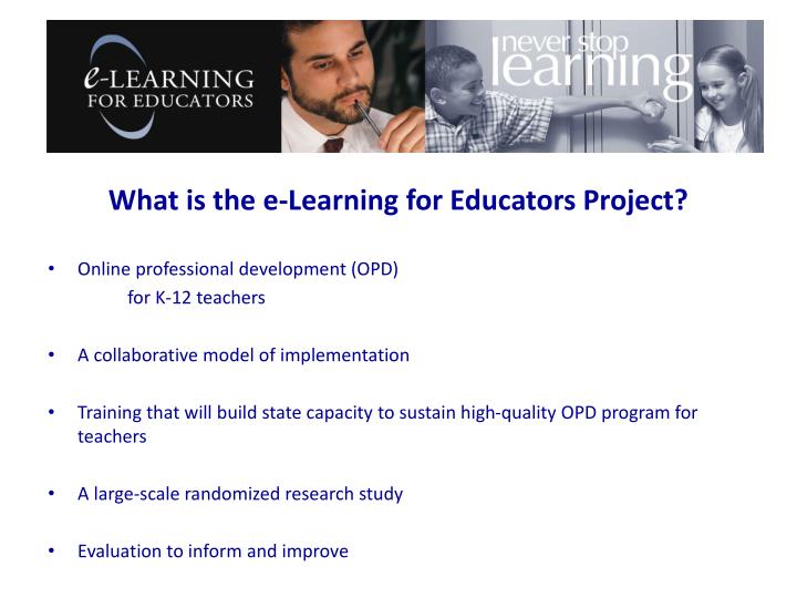 what is the e learning for educators project