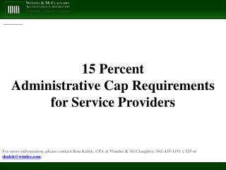 15 Percent Administrative Cap Requirements for Service Providers