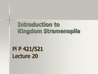Introduction to Kingdom Stramenopila