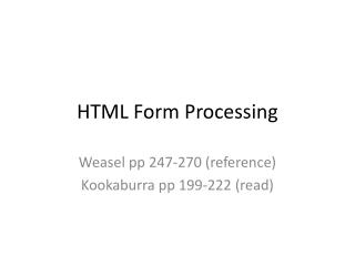 HTML Form Processing