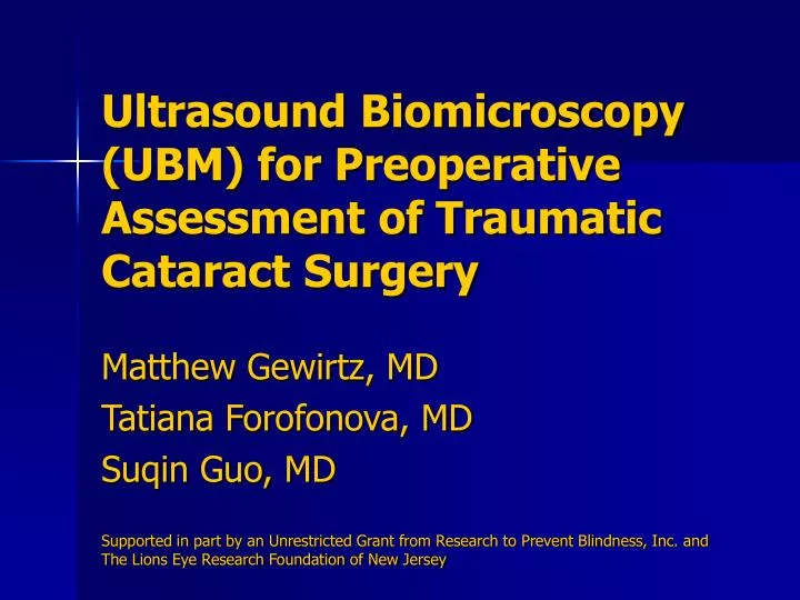 ultrasound biomicroscopy ubm for preoperative assessment of traumatic cataract surgery