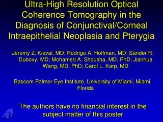 Ultra-High Resolution Optical Coherence Tomography in the Diagnosis of Conjunctival /Corneal Intraepithelial Neoplasia