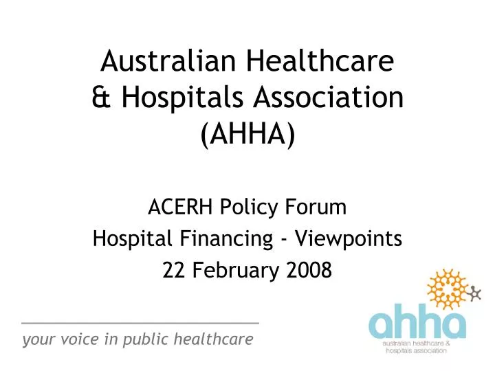 australian healthcare hospitals association ahha