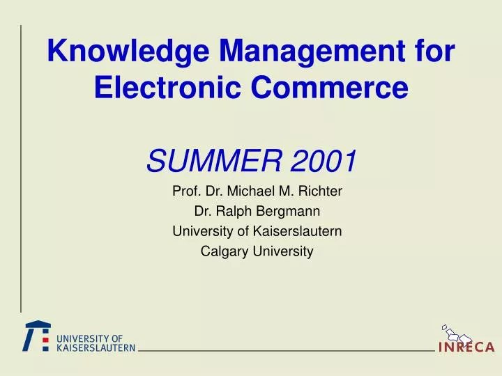 knowledge management for electronic commerce summer 2001