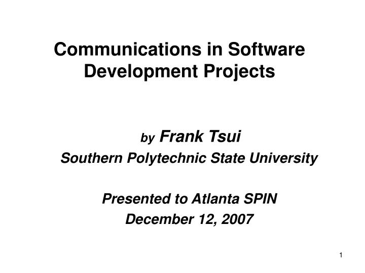 communications in software development projects