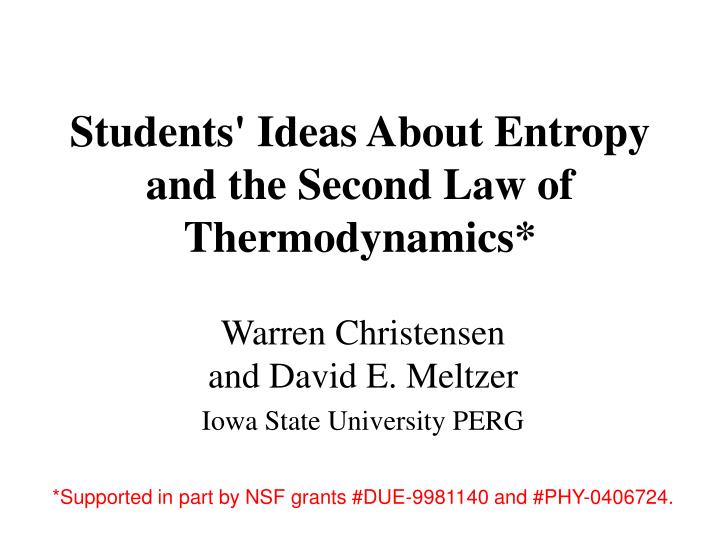 students ideas about entropy and the second law of thermodynamics