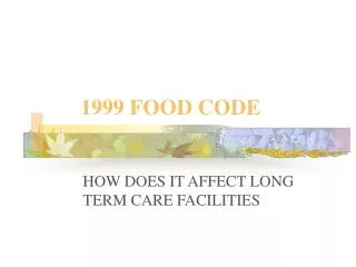 1999 FOOD CODE
