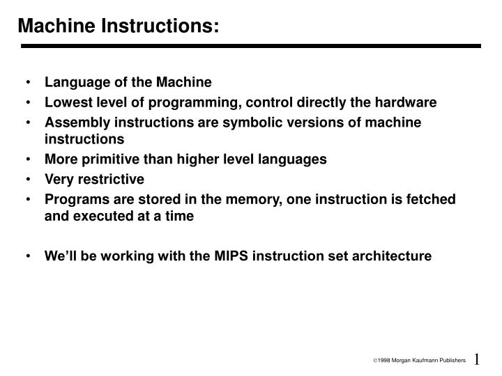 machine instructions