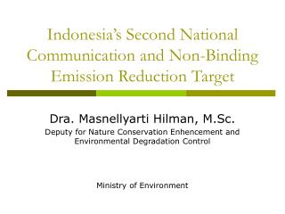 Indonesia’s Second National Communication and Non-Binding Emission Reduction Target
