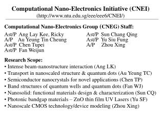 Computational Nano-Electronics Initiative (CNEI) (ntu.sg/eee/eee6/CNEI/)