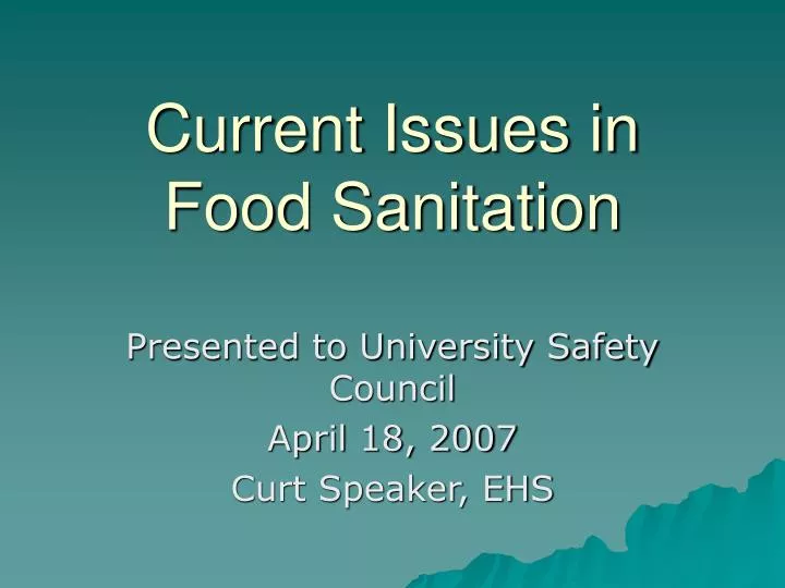 current issues in food sanitation