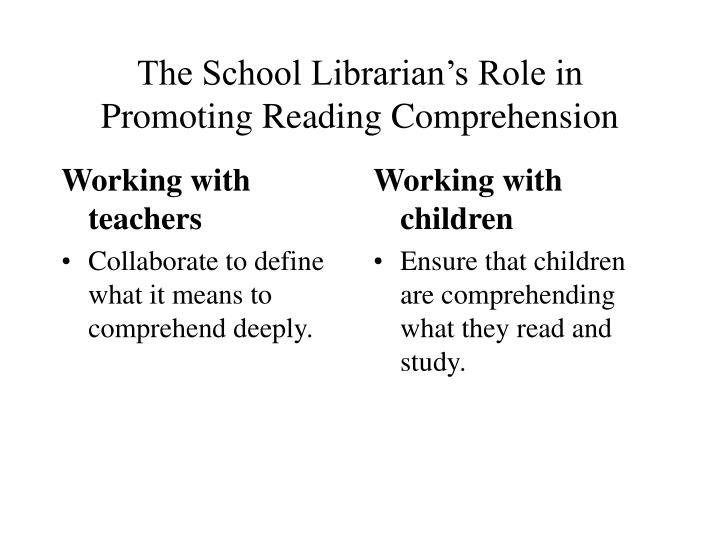the school librarian s role in promoting reading comprehension