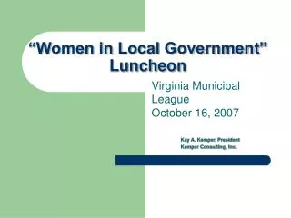 “Women in Local Government” Luncheon