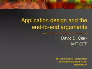 Application design and the end-to-end arguments