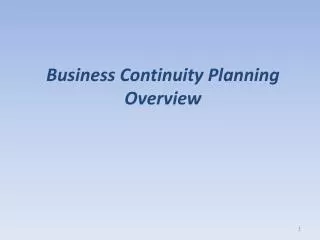 Business Continuity Planning Overview