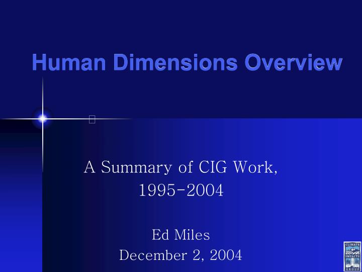 human dimensions overview