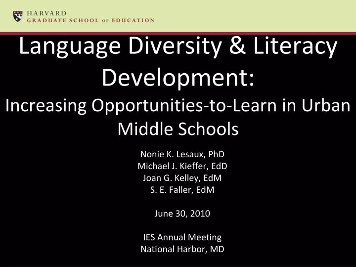 language diversity literacy development increasing opportunities to learn in urban middle schools