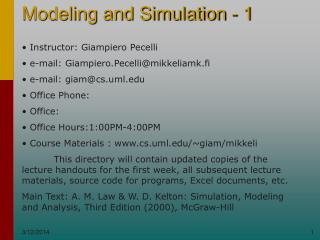 Modeling and Simulation - 1