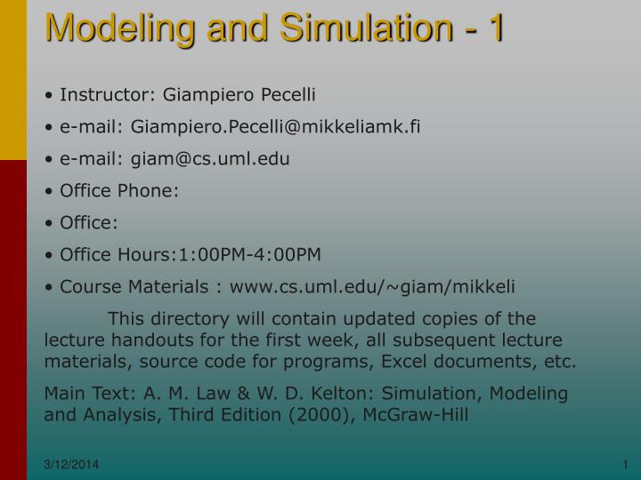 modeling and simulation 1