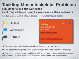 Tackling Musculoskeletal Problems a guide for clinic and workplace identifying obstacles using the psychosocial flags f