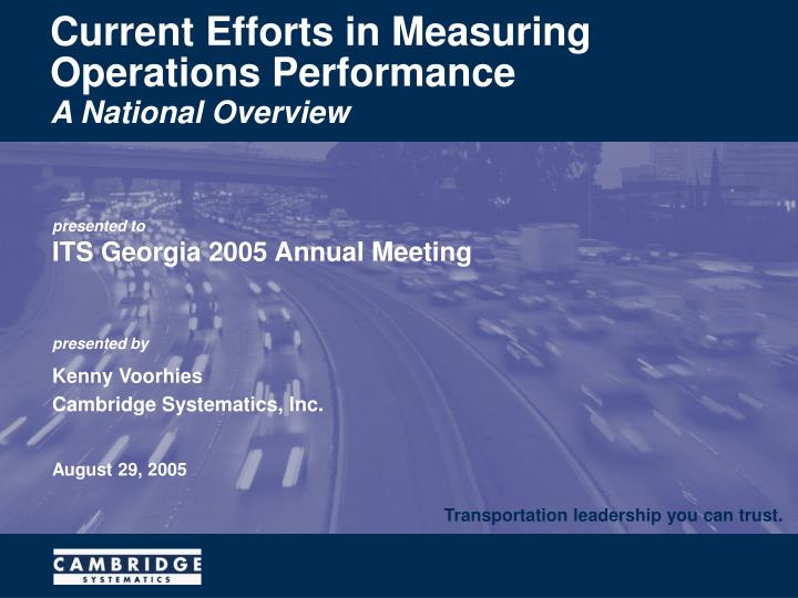 current efforts in measuring operations performance