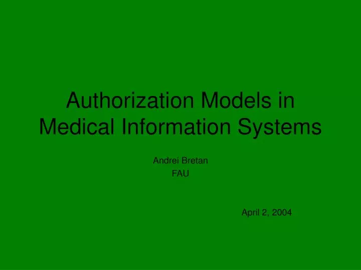 authorization models in medical information systems