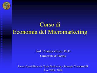 Corso di Economia del Micromarketing